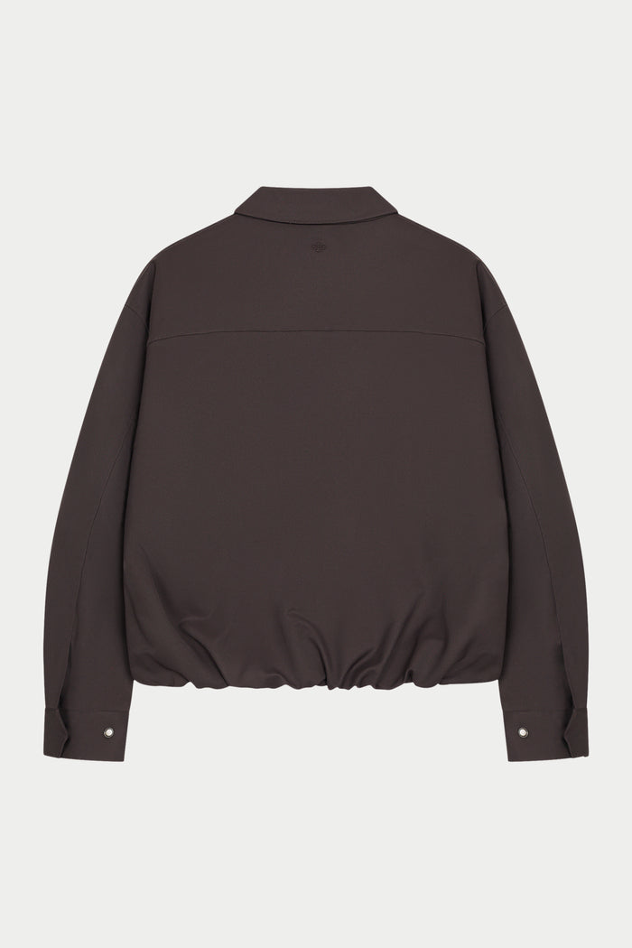 RUCHED HARRINGTON JACKET - BROWN