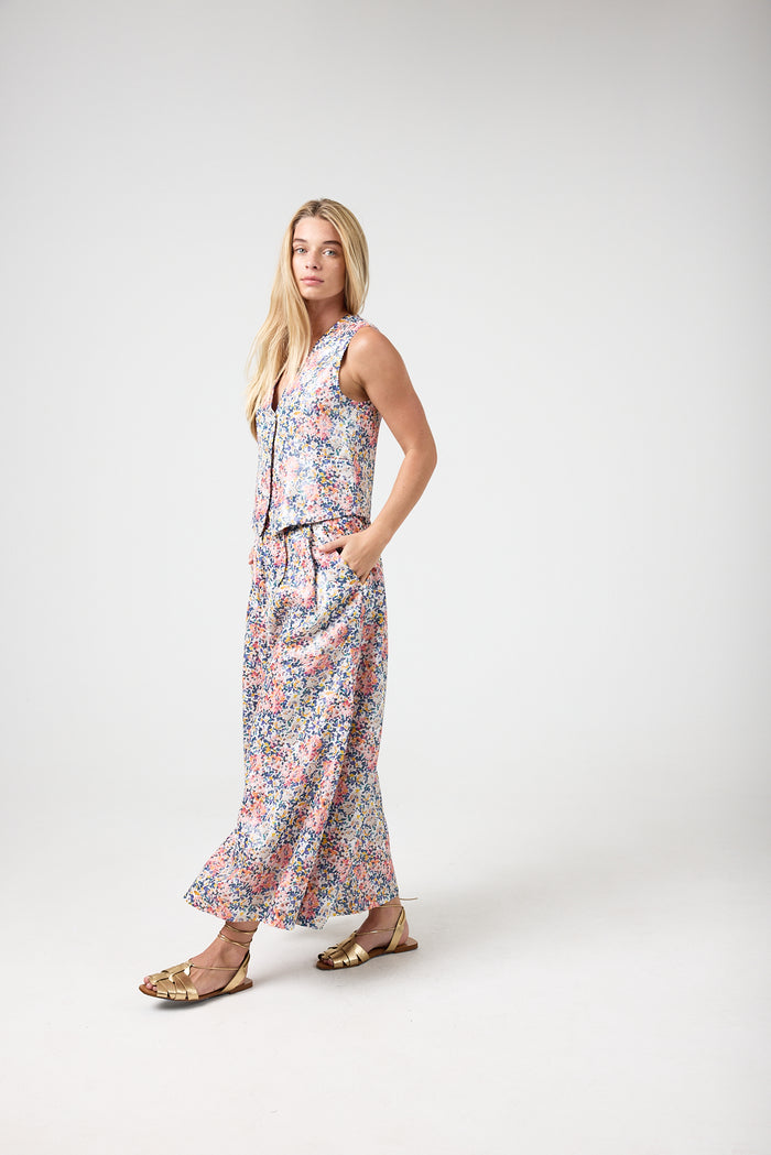 Sabi Metallic Linen Pants - Florece Print