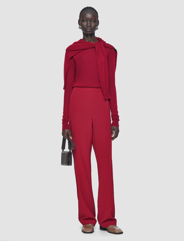 Red Sahel Crepe de Chine Silk Trousers - Joseph