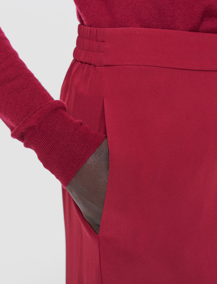 Red Sahel Crepe de Chine Silk Trousers - Joseph