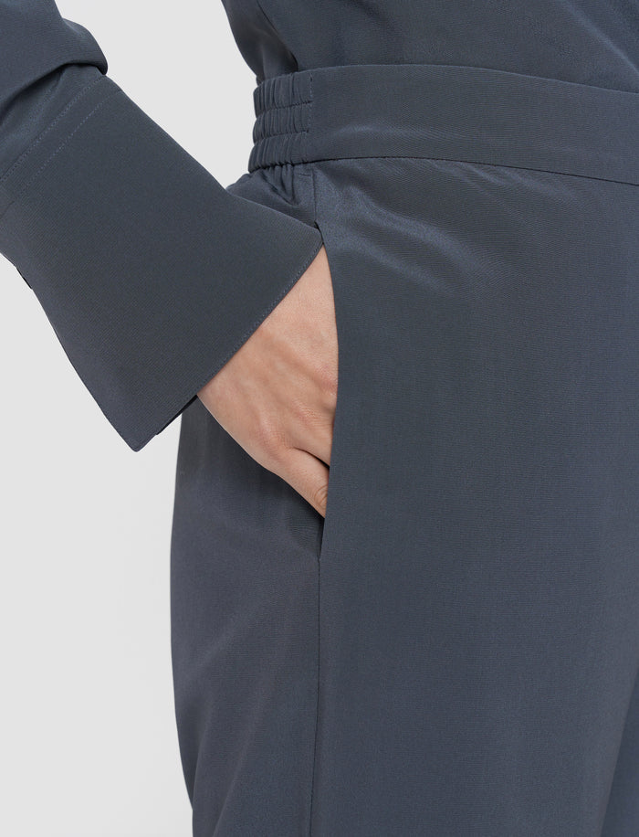 Grey Sahel Crepe de Chine Silk Trousers - Joseph