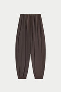 SATIN GATHERED BALLOON TROUSERS - CHOCOLATE