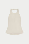 SATIN HIGH NECK TOP - IVORY