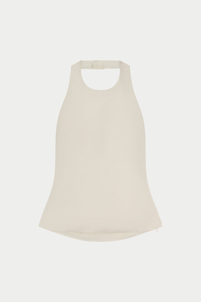 SATIN HIGH NECK TOP - IVORY