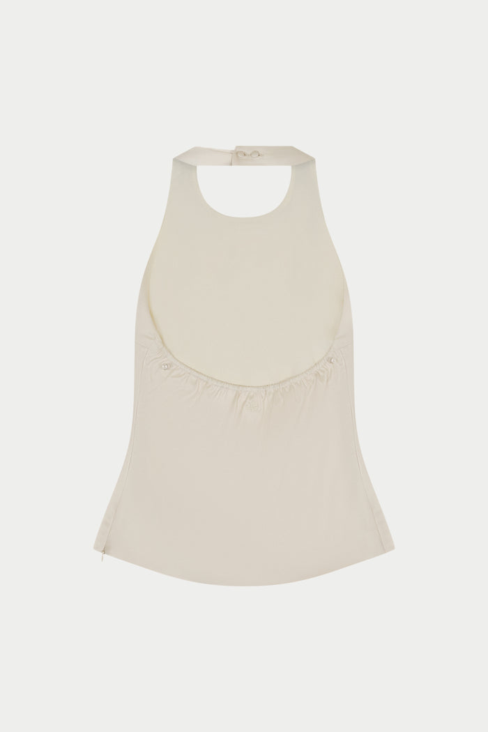 SATIN HIGH NECK TOP - IVORY