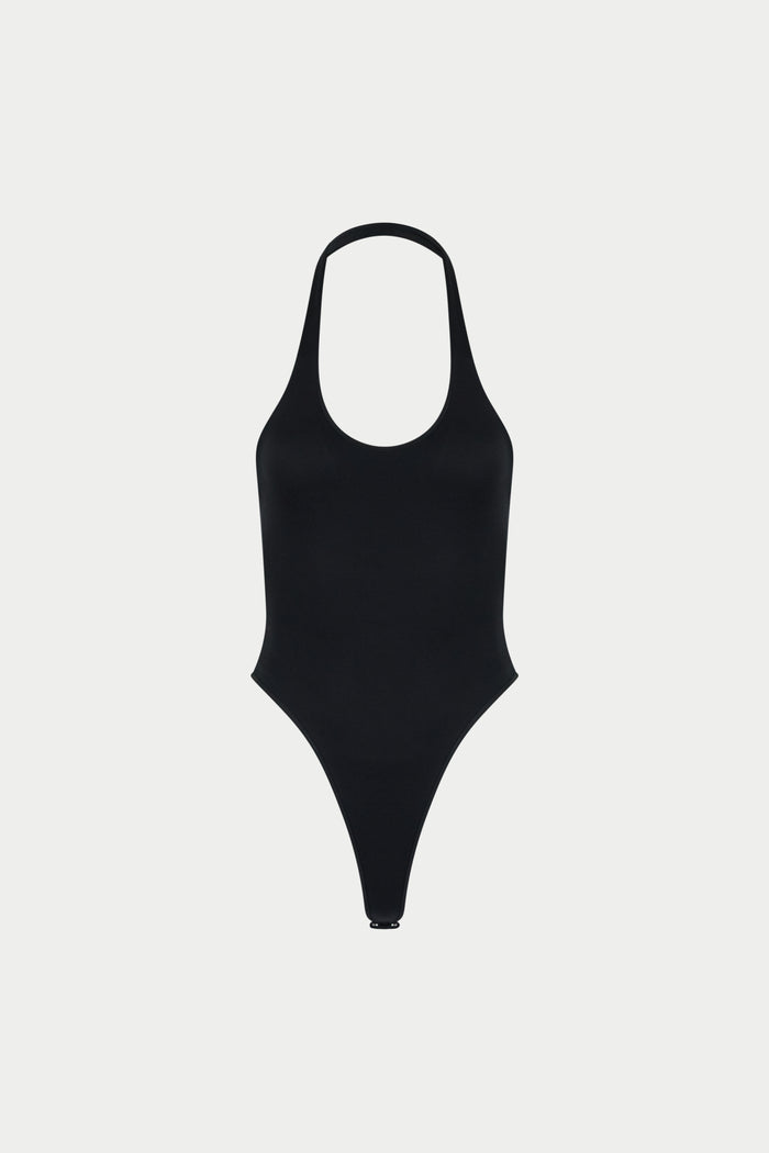 SCOOP NECK BODYSUIT - BLACK