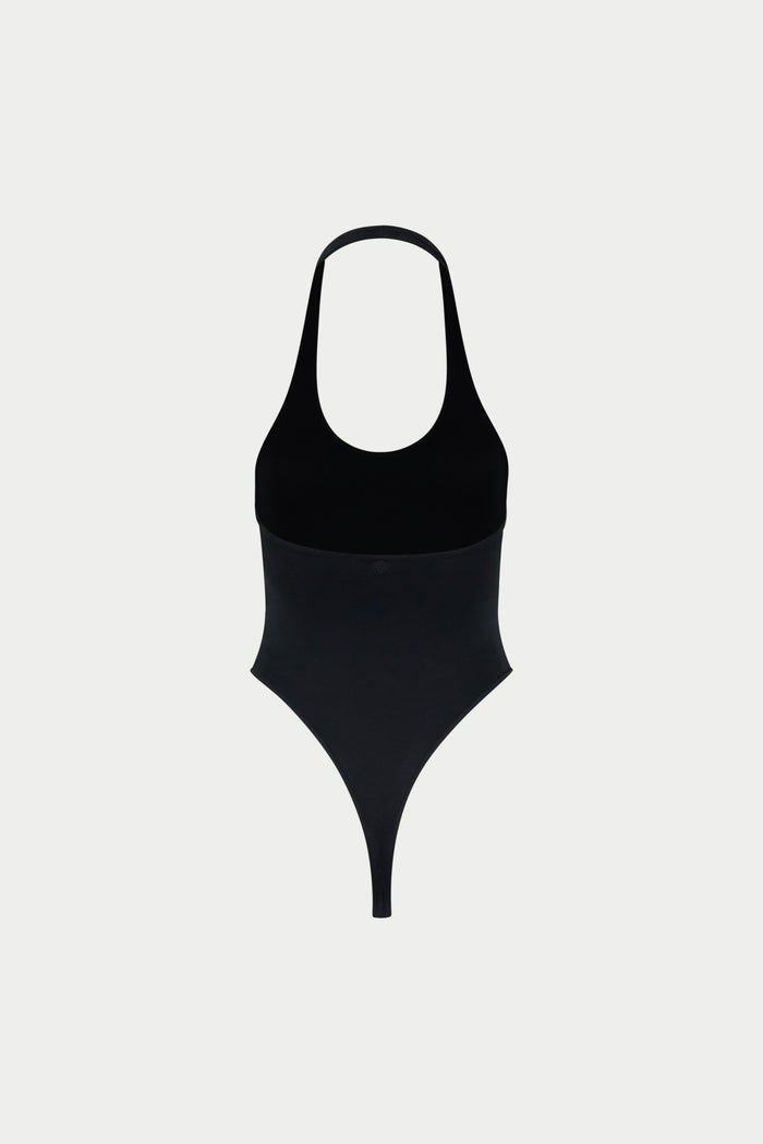 SCOOP NECK BODYSUIT - BLACK
