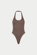 SCOOP NECK BODYSUIT - BROWN