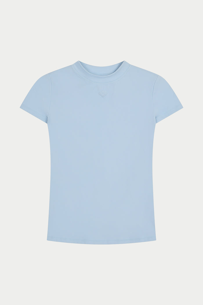 SCULPTING STRETCH EMBLEM BABY TEE - POWDER BLUE