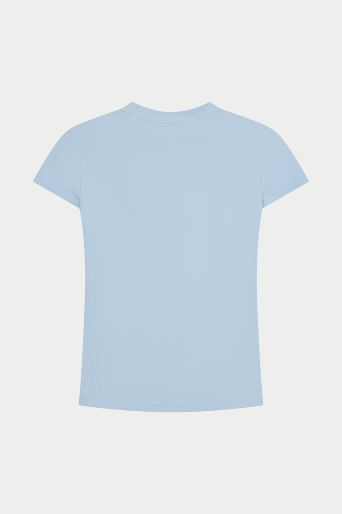 SCULPTING STRETCH EMBLEM BABY TEE - POWDER BLUE