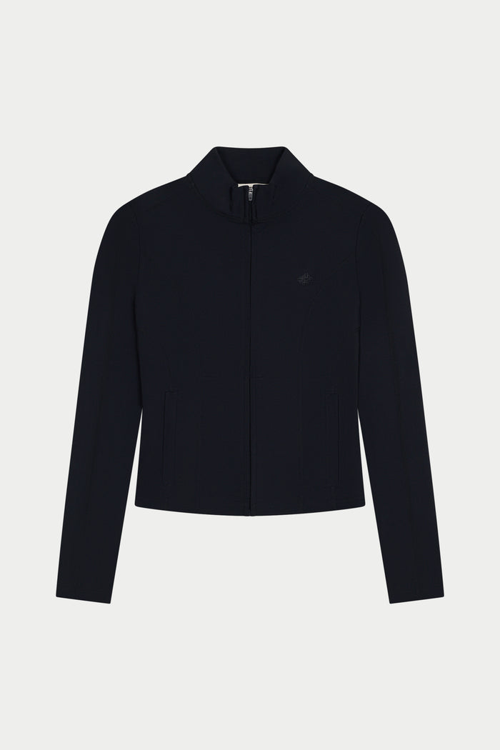 SCULPTING STRETCH ZIP UP JACKET - BLACK