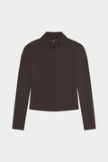 SCULPTING STRETCH ZIP UP JACKET - CHOCOLATE