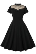 Sexy Black Tulle A-line Vintage Dress with Lace