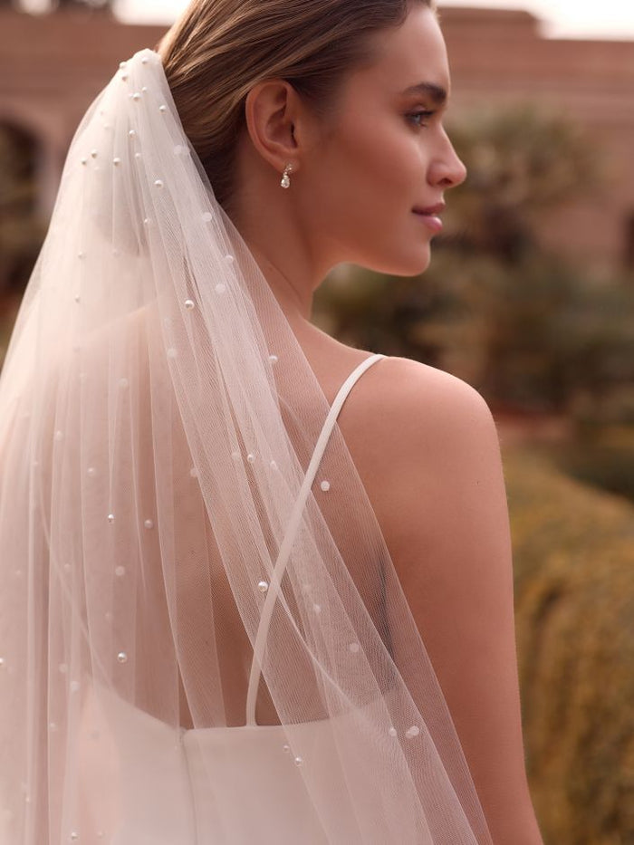 Soft Tulle Pearl Veil Floor Length - Accessory - Bianco Evento