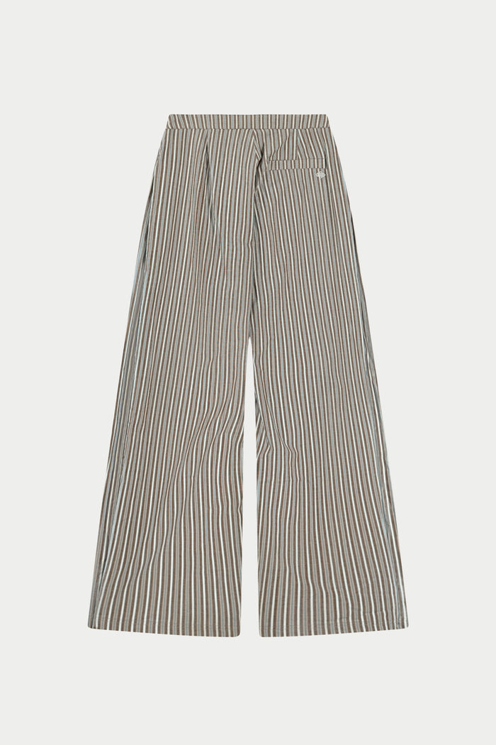 STRIPE WIDE LEG TROUSERS - KHAKI