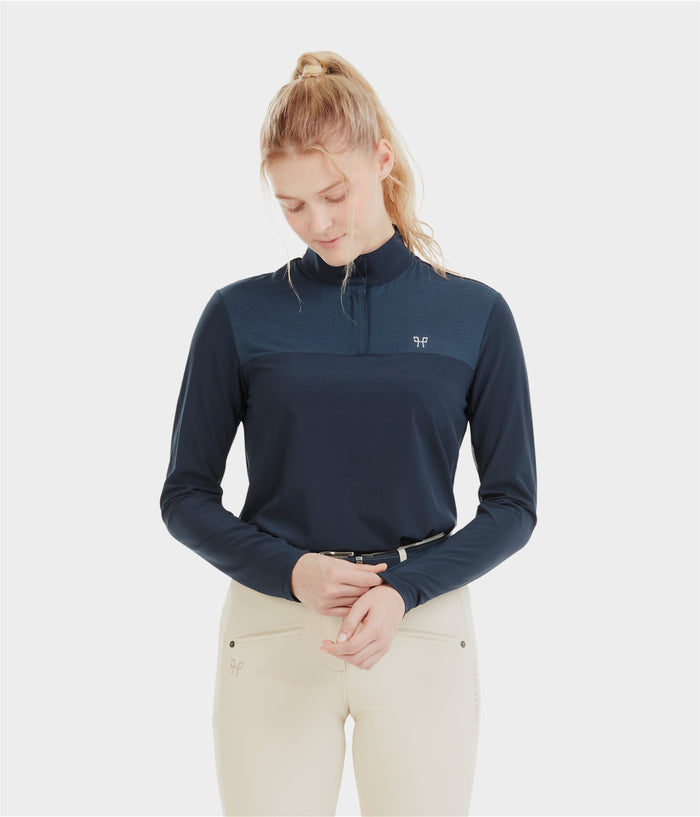 Sunrise Chemise d'équitation anti UV Sunrise femme | Dark Night | Horse Pilot