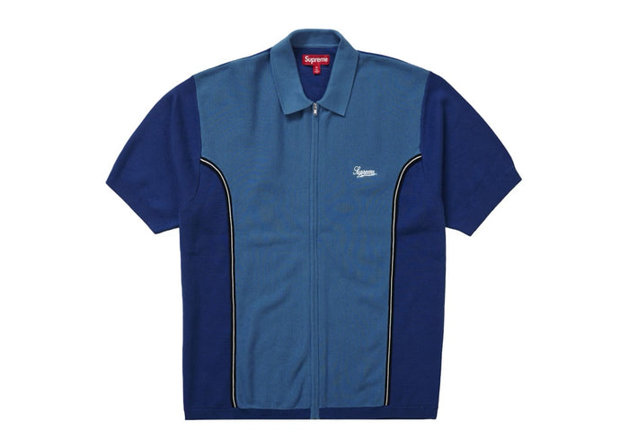 Supreme Piping Zip Up Polo Dark Blue
