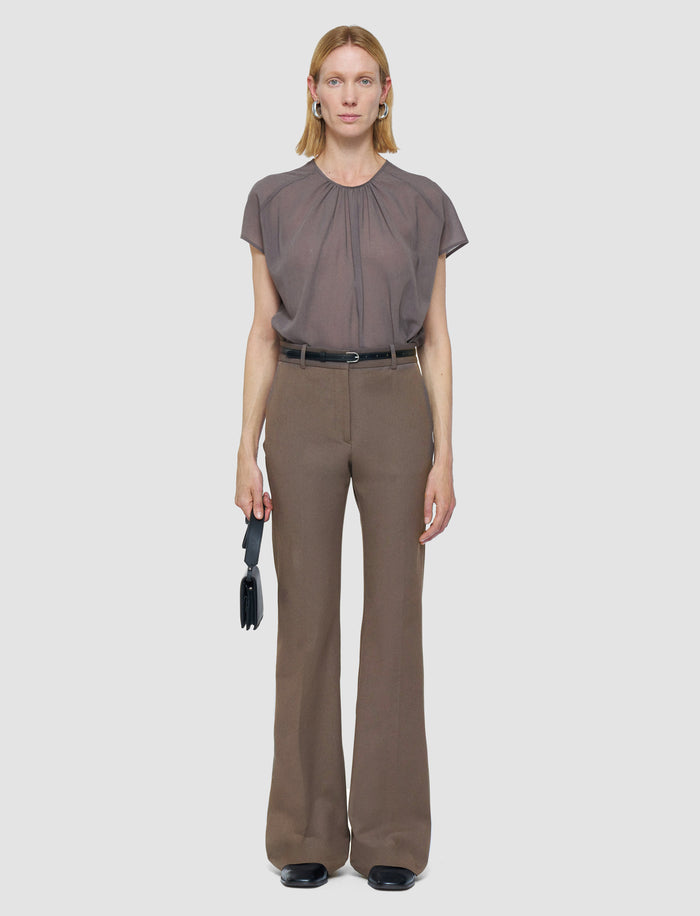 Brown Tafira Gabardine Stretch Trousers - Joseph