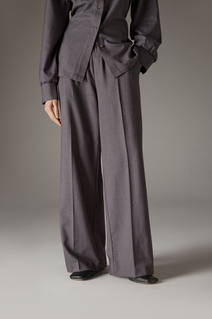 TAILORED WAISTBAND DETAIL TROUSERS - GREY