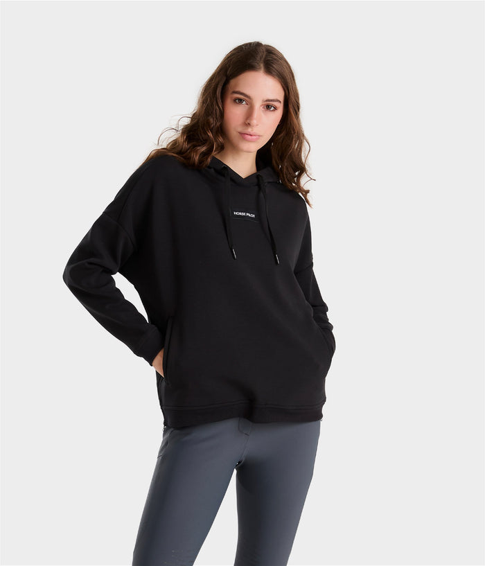 Team Hoodie | Sweat-shirt noir d'équitation à capuche femme | Horse Pilot| Horse Pilot