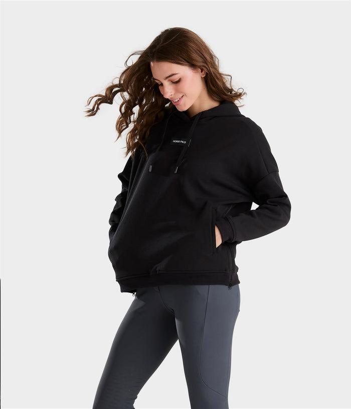 Team Hoodie | Sweat-shirt noir d'équitation à capuche femme | Horse Pilot| Horse Pilot