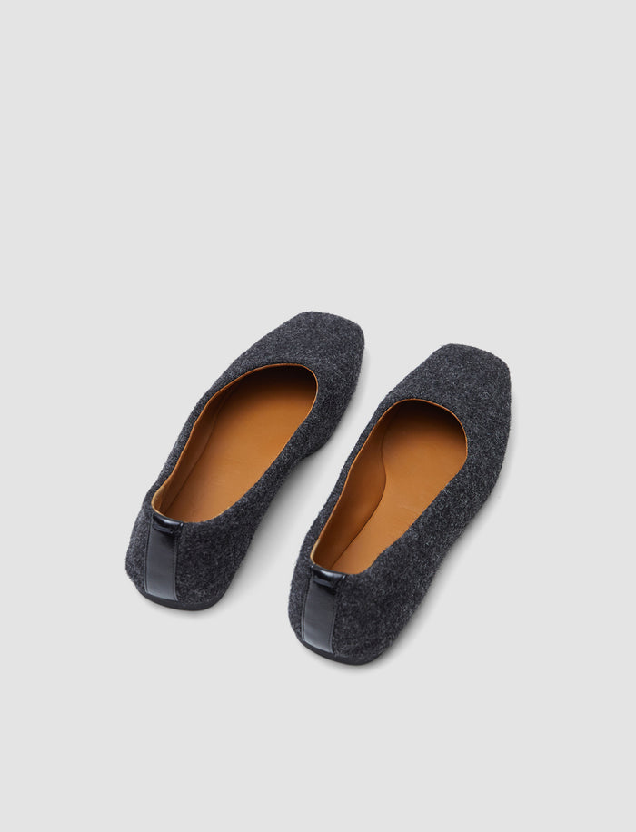 Grey Textured Wool Ballerinas - Joseph