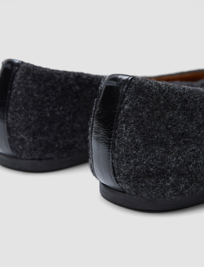 Grey Textured Wool Ballerinas - Joseph