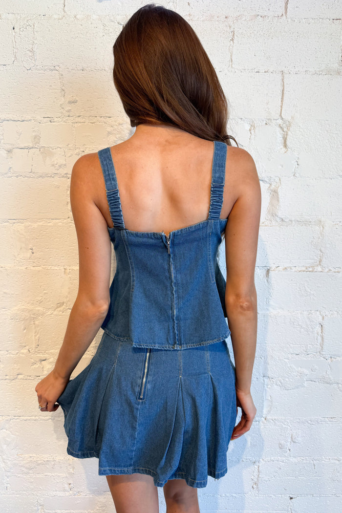 The Blue Ribbon Mini Skort Back, adeline boutique boutique, dallas boutique
