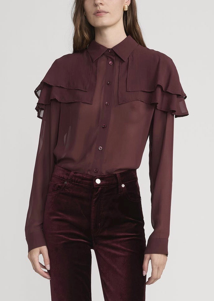 The Silk Cape Blouse (Cabernet)
