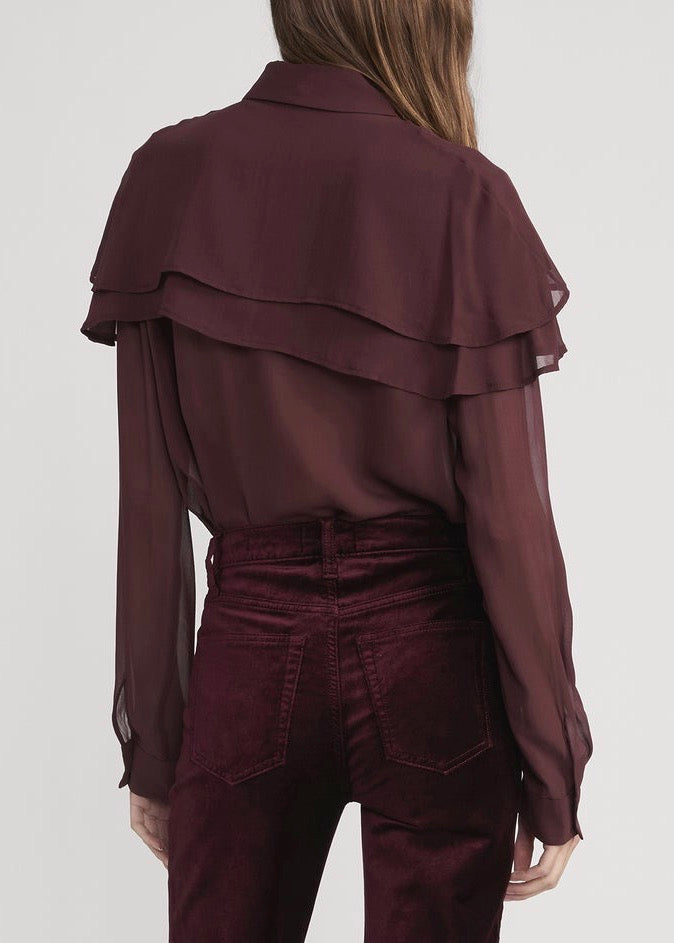 The Silk Cape Blouse (Cabernet)