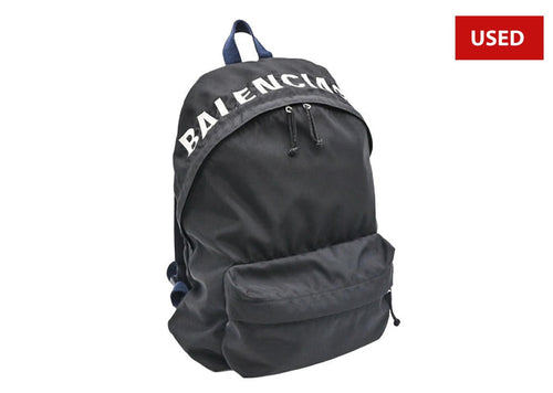 (USED) Balenciaga Black Leather Wheeled Backpack