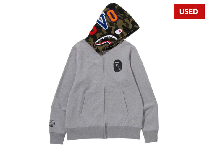 (USED) BAPE x OVO Shark Full Zip Hoodie Grey