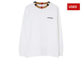 (USED) Burberry Icon Stripe Trim Cotton Sweatshirt White