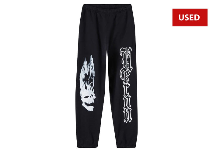 (USED) Heron Preston Flaming Skull Sweatpants Black/White