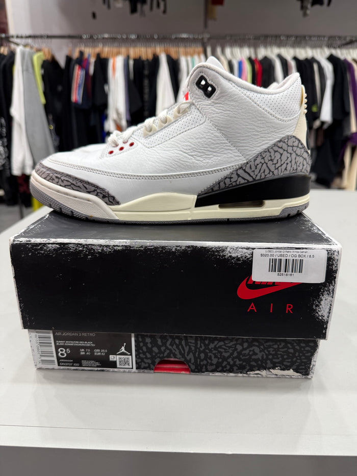 (USED) Jordan 3 Retro White Cement Reimagined - Sz 8.5