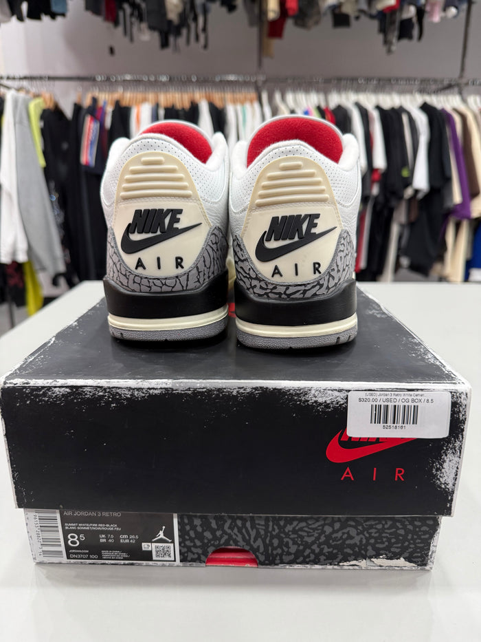 (USED) Jordan 3 Retro White Cement Reimagined - Sz 8.5