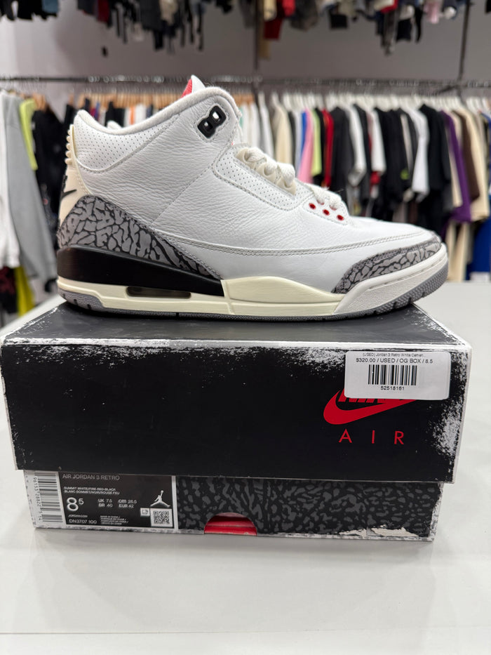 (USED) Jordan 3 Retro White Cement Reimagined - Sz 8.5