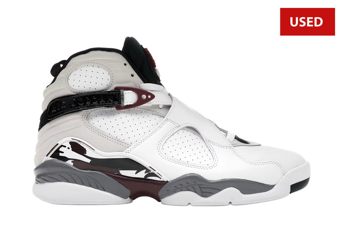 (USED) Jordan 8 Retro White Burgundy  - Sz 8.5