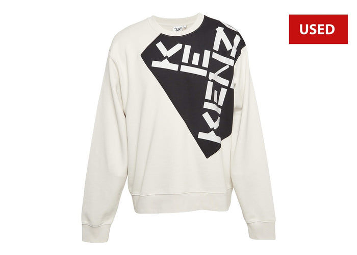 (USED) Kenzo Cream Logo Print Cotton Sweatshirt