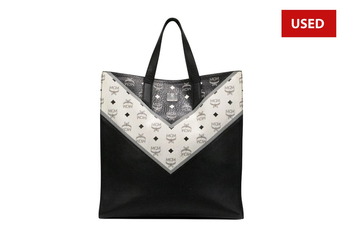 (USED) MCM Monogram Tote Bag Black
