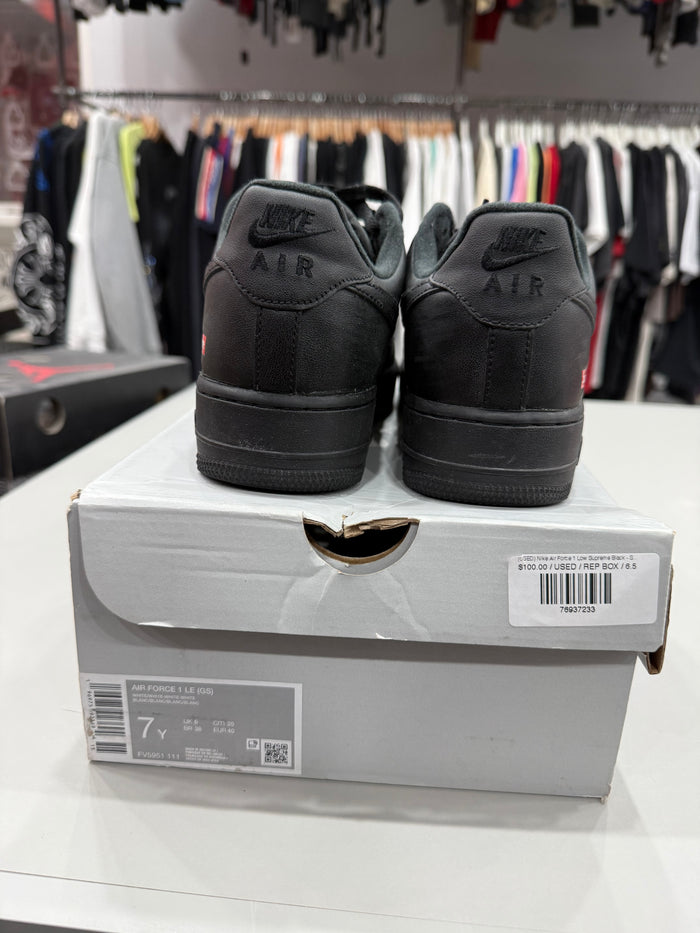 (USED) Nike Air Force 1 Low Supreme Black - Sz 6.5