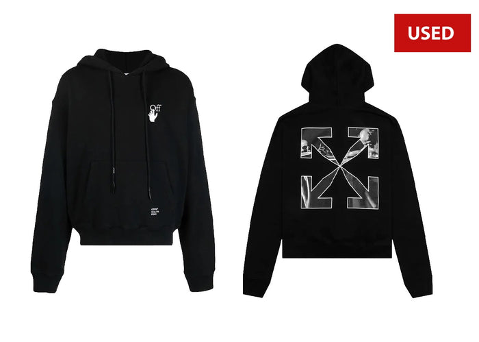 (USED) Off-White Caravaggio Arrow Over Hoodie 'Black/White'