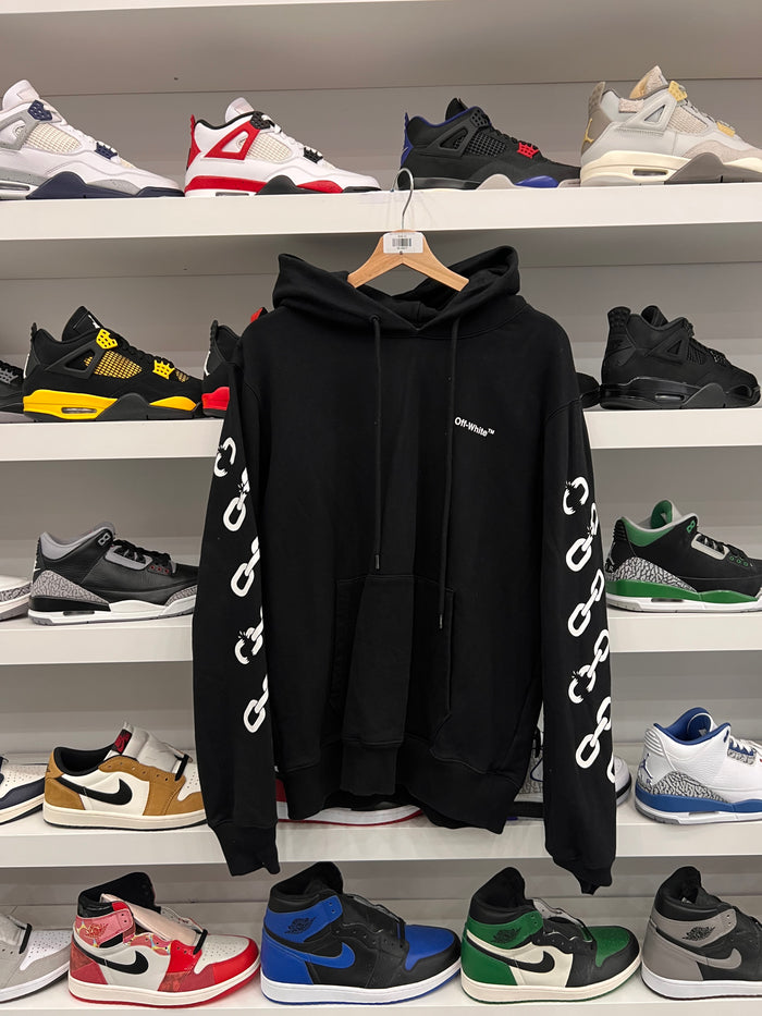 (USED) Off-White Chain Arrow Slim Hoodie 'Black/White'