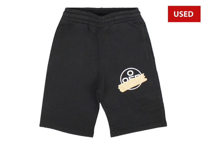 (USED) Off-White Tape Sweatshorts 'Black/Beige'