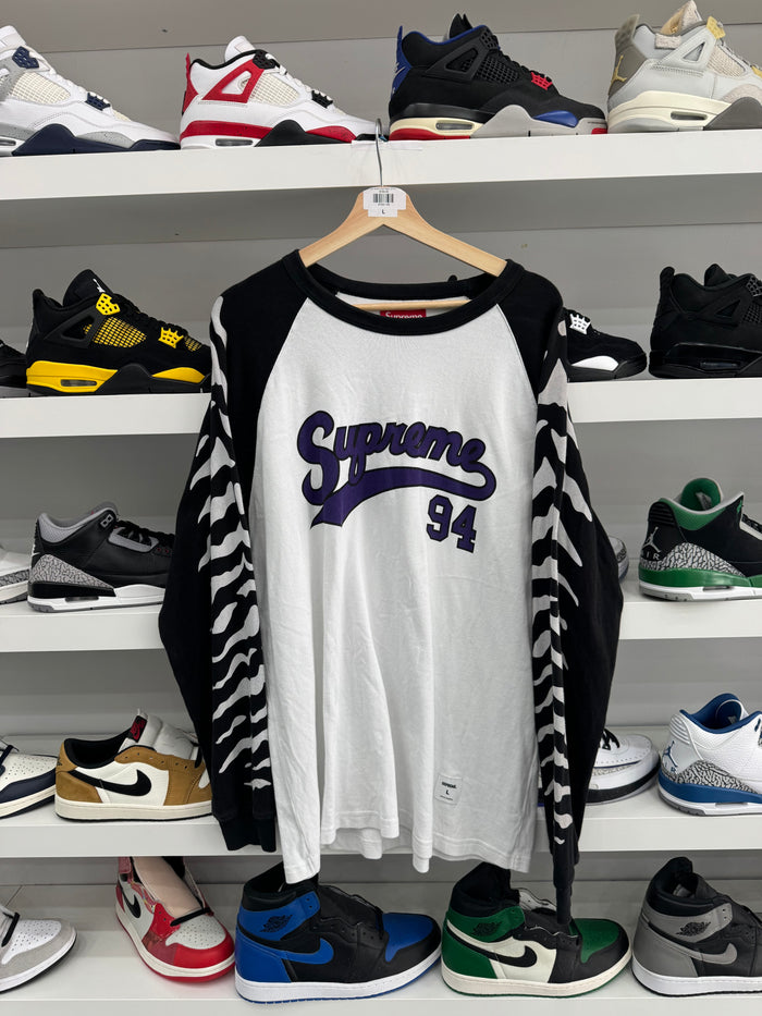 (USED) Supreme Tiger Raglan L/S Top White