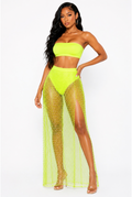 Vacation Vibes - High Waist Mesh Pearl Maxi Skirt