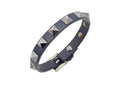 Valentino Navy Blue Leather Rockstud Gunmetal Tone Bracelet / With Dust Bag