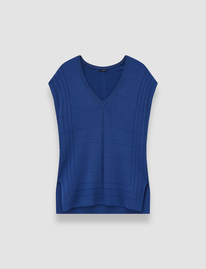 Blue Viscose Grid Knit Top - Joseph
