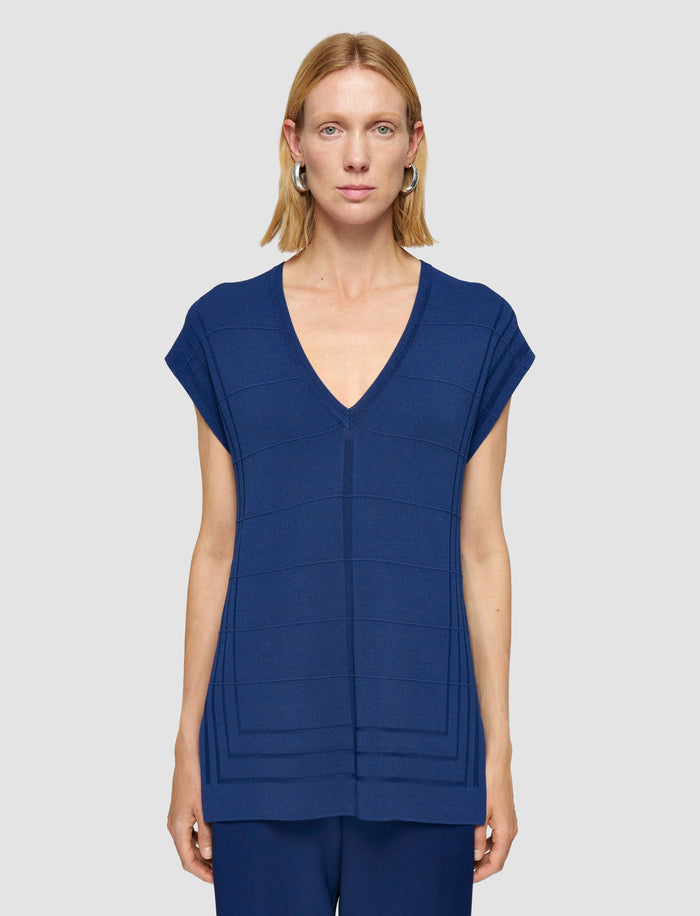 Blue Viscose Grid Knit Top - Joseph