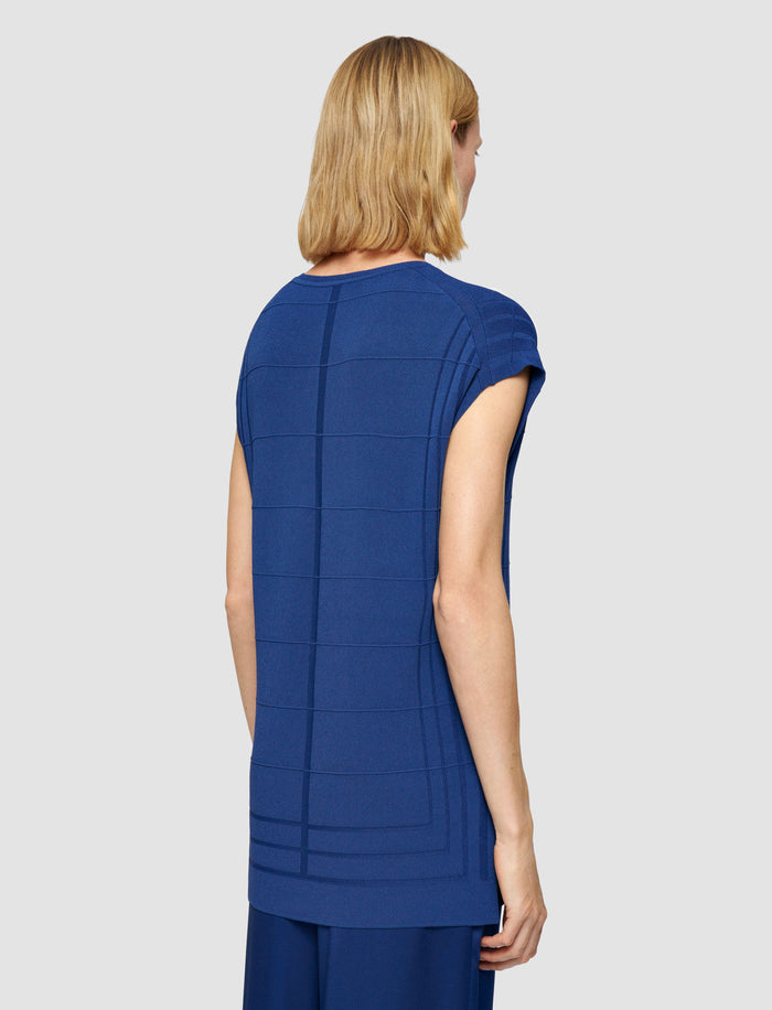 Blue Viscose Grid Knit Top - Joseph